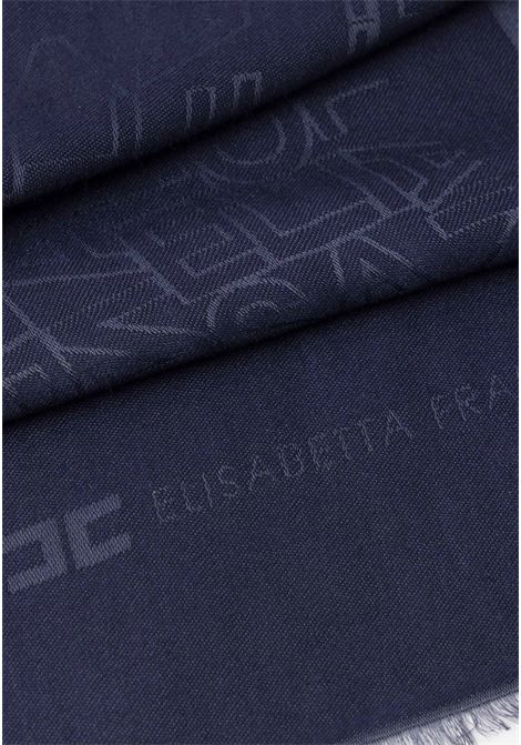Blue women's scarf with jacquard lettering ELISABETTA FRANCHI | SC02F46E2B75